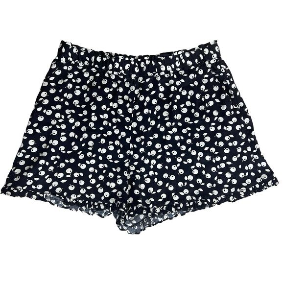 Maeve Anthropologie Black and Ivory Cherry Pattern Shorts Womens Size Large - Picture 1 of 5